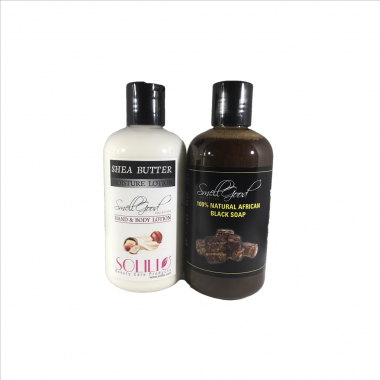 SmellGood - 8oz Black Soap Liquid + 8oz Shea Butter Lotion Combo