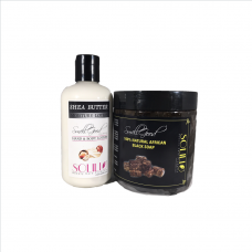 SmellGood - 8oz Black Soap Paste + 8oz Shea Butter Lotion Combo