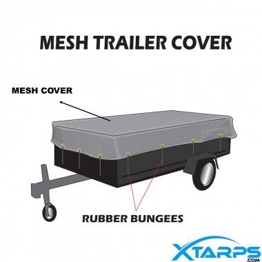  7.5 x 16 - Premium Utility Trailer Mesh Tarp with 10 pcs 9" Rubber Bungee