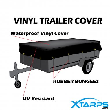 Xtarps -  6 x 8 - Black Color 18oz Heavy Duty WaterProof Vinyl Trailer Tarp with 10 pcs 9" Rubber Bungee